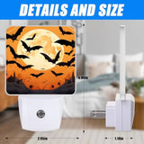 Qfdian  Bat Night Light, Halloween Moon Nightlight Plug into Wall, LED Lamp Suitable for Bedrooms, Kitchens, Toilets, Etc.Auto Sensor D