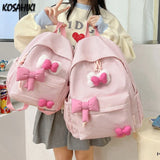Qfdian Streetwear Travel Backpacks for Women Students Fashion All Match Trendy Schoolbags Sweet Y2k Aesthetic Plaid Kawaii Bow Backpack