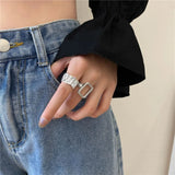 Fashion Silver Color Finger Rings Set for Women 2024 Hot Sale Creative Simple Irregular Geometric Party Jewelry Gift