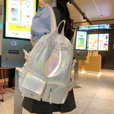 Qfdian  Holographic Women All Match Schoolbags Y2k Aesthetic Harajuku Backpacks High-capacity Streetwear Backpack for College Students