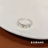 Qfdian Kpop Gothic Y2K Pink Crystal Heart Star Cute Cartoon Cat Metal Open Rings For Women 2025 Trendy Aesthetic Jewelry Accessories