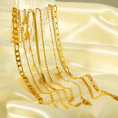 2024 Summer New Gold Color Anklets For Women Stainless Steel Firga Chain Feet Jewelry Layered Link Chain Accessory