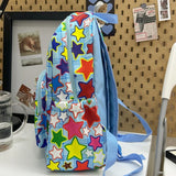 Qfdian High-capacity Ins Women Students Backpack Sweet Kawaii Casual All Match Schoolbags Harajuku Y2k Aesthetic Star Print Backpacks