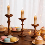 Qfdian  3Pcs Farmhouse Wood Candle Holders- Tall Rustic Pillar Candlestick Stands - Fits 4 inch & 3 inch Pillar Candles - Modern Farmhou