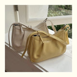 Qfdian Korean Chic Office Lady Shoulder Underarm Bag Elegant Pleated Casual Bags for Women Sweet Y2k Aesthetic Fashion Simple Handbags