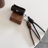 Qfdian Luxury Gloss Black Coffee Colour Leather Headphone Bag For AirPods 4nd Generation Earphone Accessories For AirPods Pro 2 3 Case