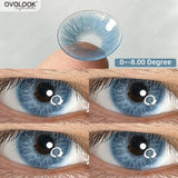 Qfdian  1 Pair/2pcs Prescription Contact Lenses Myopia Lenses with Diopters Green Pupils Color Contact Lenses for Eyes Blue Lens