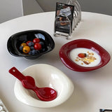 Qfdian  Handmade Ceramic Dessert Bowl Solid Color Yogurt Bowl Household High-value Tableware Fruit Salad Breakfast Oat Yogurt Bowl
