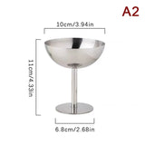 Qfdian 2025 New Stainless Steel Goblet Cup Ice Cream Dessert Salad Bowl Fruit Plate Snack Dish KTV Bar Supplies