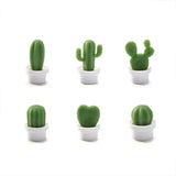 Qfdian 6pcs Cactus Magnetic Message Refrigerator Magnet Green Plant Potted Magnet Cactus Ball Three-dimensional Refrigerator Magnet