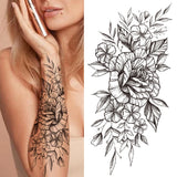 Qfdian Black Sexy Flower Waterproof Temporary Tattoos Sticker Rose Snake Lion Women Body Arm Painting Realistic Fake Tattoo