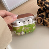 Qfdian Cute Green Lawn Puppy Dog Shockproof Protective Case Cover for AirPods 1 2 3 AirPods Pro Pro 2 Soft Silicone Gloss Bumper Coque
