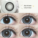Qfdian  2PCS/Pair 14.5mm Lenses Pearl Series Color Contact Lenses For Big Eyes Beauty Blue Makeup Lens Purple Pupils Cute Lens