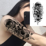 Qfdian  Realistic Fake Peony Temporary Tattoos For Women Girl Black Rose Elephant Flower Tattoo Sticker Tiger Anemone Tatoos Half Sleeve