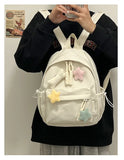 Qfdian Women Students Simple All Match Kawaii Backpack Sweet Cute Star Bone Schoolbags Casual Y2k Aesthetic Fashion Preppy Backpacks