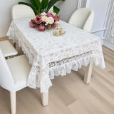 Qfdian  ‌Lace Tablecloth Atmosphere French Light Luxury Style High-end Feeling Dining Table Decoration Home Dust-proof White Tablecloth