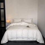 Qfdian Luxury 1000TC Egyptian Cotton Solid Color Hotel Style Embroidery Bedding Set Duvet cover Set Flat/Fitted Bed Sheet Pillowcases