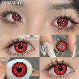 Qfdian  1 Pair Red Cosplay Contact Lenses for Eyes Vampire Black White Lenses for Halloween Eye Makeup Eye Contacts Beauty Lens