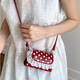 Qfdian  Patchwork Lace Dots Mini Purses and Handbags Sweet Kawaii Fashion Casual Crossbody Bag Korean Y2k Aesthetic Women Shoulder Bags