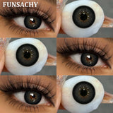 Qfdian  1 Pair Natural Color Contact Lenses for Eyes Brown Lenses Colorcon Korean Lens Yearly Beautiful Grey Eyes Big Black Len