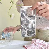 Qfdian Blue water-wave motting summer fundas for iphone 14pro 12 13 15promax 15 15pro 14 pro max 13pro 12pro ilvery frame phone case