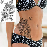 Qfdian  Realistic Sexy Peony Tattoos Temporary Women Adult Flower Arm Tattoos Sticker Waterproof Fake Floral Bloosom Body Leg Art Tatoos