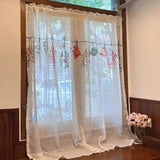 Qfdian  Village Curtains for Living Room Nordic Cotton Half Door Blackout Kitchen Washing Table Screen