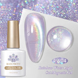 Qfdian 10ml Rainbow Purple Water Light Cat Magnetic Gel Nail Polish Shining Super Sliver-light Holographics Soak Off UV Gel
