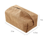 Qfdian Checkerboard Woven Tissue Box PU Leather Napkin Case Living Room Office Desktop Home Decoration Creative Paper Towel Cover