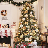 Qfdian  30Pcs 6cm Gold White Christmas Balls Ornament Xmas Tree Hanging Pendant Navidad Party Decoration for Home New Year Gifts