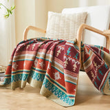 Qfdian  Sofa Cover Blanket Bay Window Blankets Knitted Rug Ethnic Style Air Conditioning Nap Cover Blankets Outdoor Camping