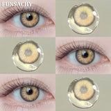 Qfdian  1 Pair Color Contact Lenses Beauty Eyes Pupils Fashion Makeup Beauty Cosmetics Soft Green Natural Brown Lens Yearly Use
