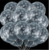 Qfdian  Christmas Decorations Snowflake Latex Balloon White and Blue Winter Wonderland Ice Snow Party Supplies Christmas Birthday Decor