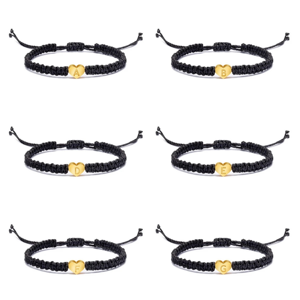 1PC 26 Letter Heart Bracelets For Women Men A-Z Initials Name Handmade Baided Rope Adjustable Bracelet Couple Friendship Jewelry