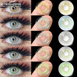 Qfdian 2pcs Color Contact Lenses for Eyes Blue Green Colored Lenses Yearly Makeup Cosmetic Contact Lens for Eyes Contact Lense