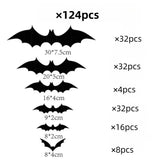 Qfdian  Halloween Bats Decorations,3D Pvc Bat on The Wall,Black Bats Wall Stickers,Halloween Scary Props Party Supplies DIY Decoration