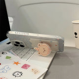 Qfdian Cute cartoon bear card bag shell for iphone 11 15pro 13 15 12pro 15promax 14pro 14 pro max colorful stars transaprent phone case