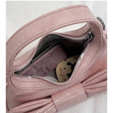Qfdian Japanese Sweet Kawaii Bow Purses and Handbags Women Casual Top-Handle Bags Y2k Elegant Shoulder Crossbody Bag Fashion Clutches