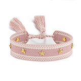 Qfdian Hand Woven Bracelets Adjustable Studded Stars Bracelet Fashion Jewelry Gifts