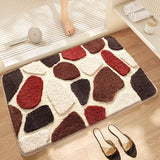 Qfdian  Water-absorbent Anti-slip Bath Mat Flocked Thickened Microfiber Bathroom Rug Carpet Bathroom Door Quick-drying Foot Mat