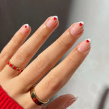 Qfdian 24Pcs Golden French Fake Nail with Almond Head Design Simple Oval False Nails Wearable Press on Nails Full Cover Nail Tips