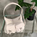 Qfdian Y2k Aesthetic Vintage Pockets Handbags All Match Women Streetwear Fashion Underarm Bag Simple Casual Chic Shoulder Bags Japanese