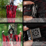 Qfdian  1PC Halloween Luminous Electric Skeleton Voice Controlled Sound Prop Haunted House Decor Hanging Ghost Horror Decoration