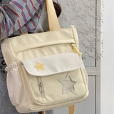 Qfdian  Contrast Color Patchwork Star Transparent Shoulder Bags Women Preppy All Match Casual Underarm Bag Korean Y2k Crossbody Handbags