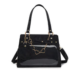Qfdian Japanese Sweet Kawaii Women's Handbags Transparent Casual Streetwear Ita Bags Y2k Aesthetic Chic All Match Shoulder Underarm Bag