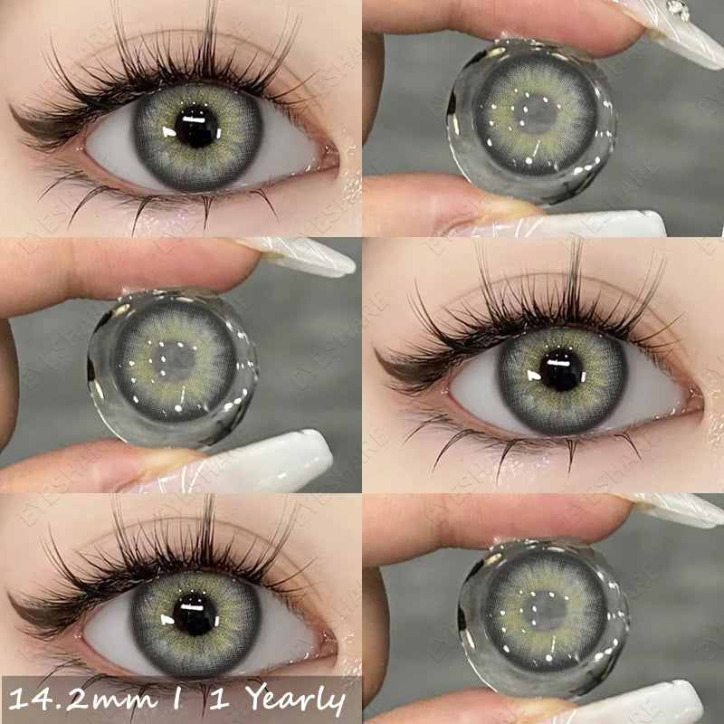 Qfdian 1pair Natural Color Contact Lenses for Eyes Brown Contacts Gray Lenses Fashion Lenses Blue Eyes Contacts Lenses