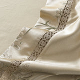 Qfdian 4Pcs Luxury European Style Satin Yarn-dyed Jacquard Egyptian Cotton Bedding Set Duvet Cover Bed Sheet Fitted Sheet Pillowcases