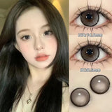 Qfdian 1 Pair High Quality Color Contact Lenses with Diopter Myopia Eyes graduated color Beauty Pupil Makeup Yearly