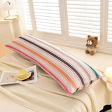 Qfdian  1PCS new milk fleece printed long throw pillow couple household double long pillow waist pillow