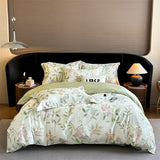 Qfdian 600TC Egyptian Cotton Flowers Butterfly Print Bedding Set Single Double Queen King Size Duvet cover Set Bed Sheet Pillowcases